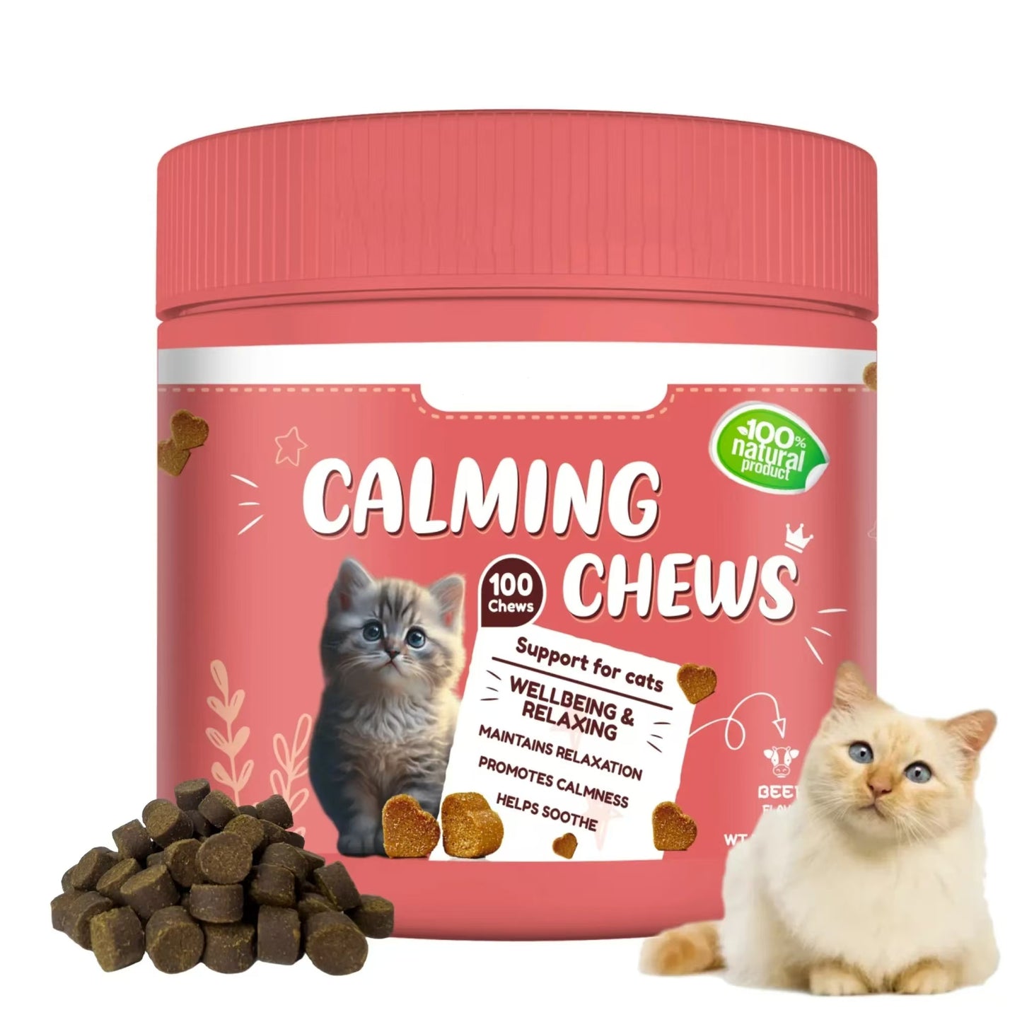 Pet Organic Calming Soft Chews Hem Supplement With Natural Ingredients Reducing Pet Anxiety For Cats